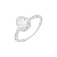 Anel Gota Prata 925 Cristal