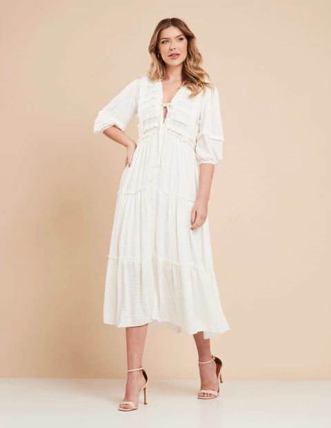 Vestido Garden Fluid Branco - comprar online
