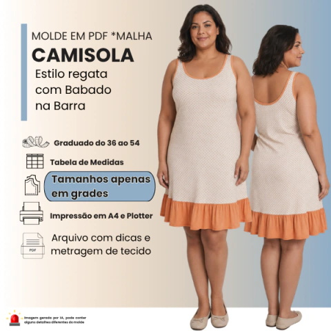 Molde em PDF: Camisola Estilo Regata com Babado na Barra
