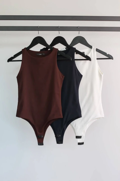 KIT ÍRIS - BODY NADADOR POLIAMIDA - PRETO BRANCO MARROM