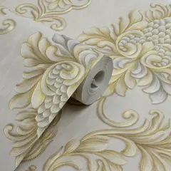 Papel de Parede Vinílico Arabesco Grande Damask Dourado - PDD9902