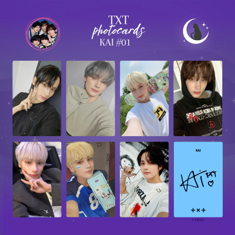 Kai (TXT) - Kit 7 photocards frente e verso