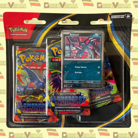 Cartas Pokemon TCG Mega Evolut Phantasm Flames 3-Pack Blister Spa