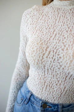 Body Renda Manga Longa - Off White - loja online