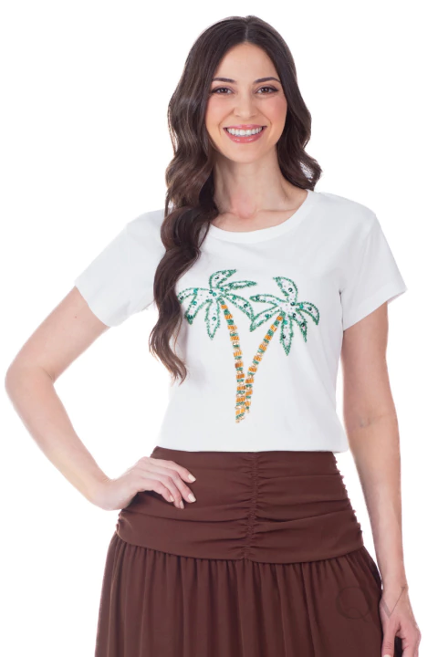 BLUSA COM BORDADO MANUAL EM MALHA OFF WHITE - HAPUK - comprar online