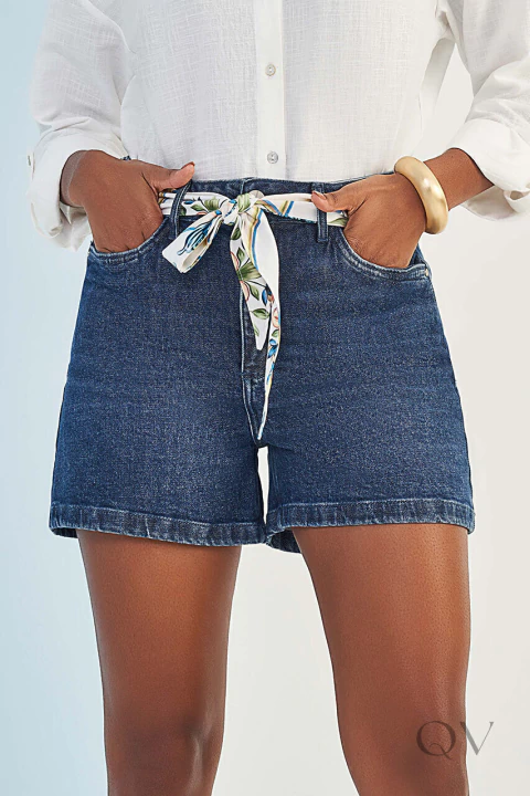 SHORTS BOYFRIEND EM JEANS ESCURO - DOCE TRAMA - comprar online