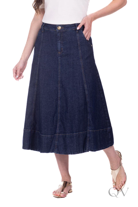 SAIA GODÊ MIDI EM JEANS ESCURO - HAPUK - comprar online