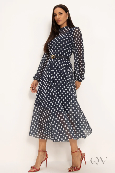 VESTIDO MIDI EM TULE POÁS MARINHO - LEKAZIS - comprar online
