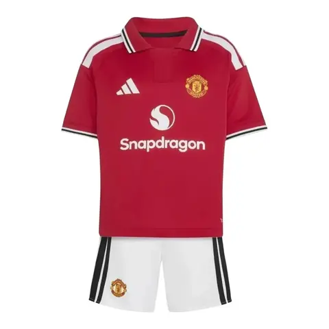 Kit Infantil Manchester United I 26/27 - Adidas - Vermelho e branco
