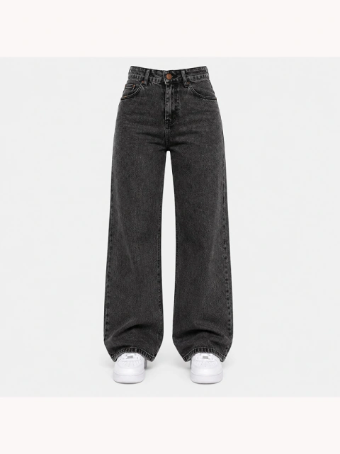 Calça Feminina Wide Leg Grafite Fashion Tecido 100% Algodão