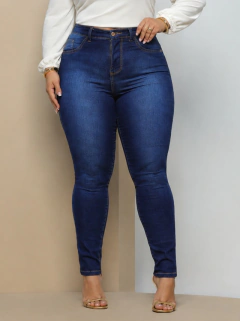 Calça Jeans Feminina Skinny Plus Size Império Cós Alto