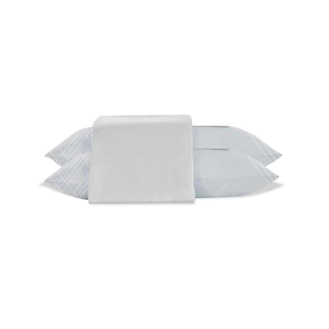 Jogo de Cama Jolitex Lençol King 3 Peças Cinza Riscado