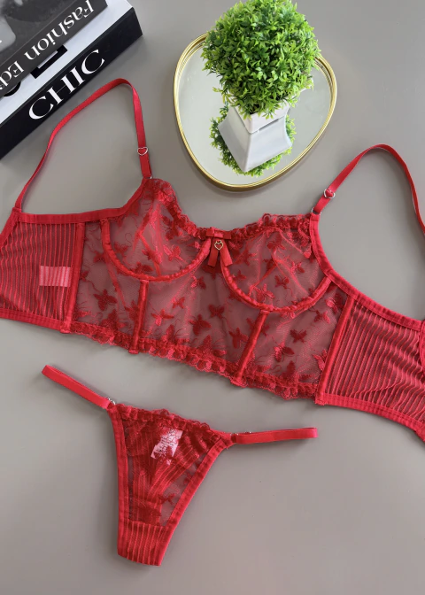 Conjunto Cropped Tule (Vermelho)