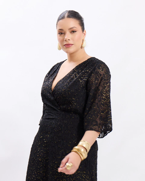 Vestido Transpassado Esmirna Preto - comprar online