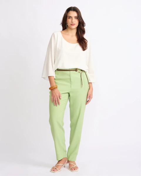 Calça Viscose Barra Fenda Verde