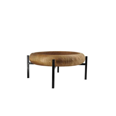 Imagen de Cuenco Decorativo de Madera con base de Metal, Estilo Etnico, 2 Tamaños Disponibles