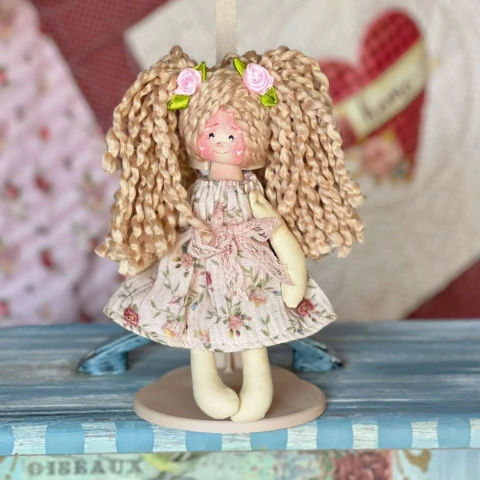Mini Boneca Artesanal 15CM - Plissato ROSA (1UN) Chiquinha