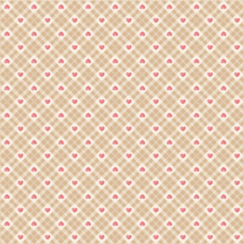 E10920 - Tecido Tricoline Digital PÁSSAROS - XADREZ CORAÇÕES - 50CM