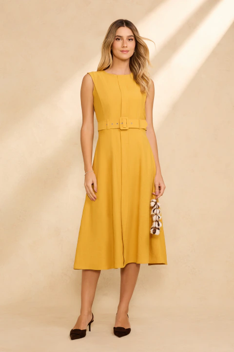Vestido Caminho Mostarda
