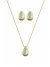Conjunto Colar + Brinco Florença Zircônia Verde Dourado Folheado