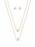 Conjunto Colar Duplo + Brinco Pérola Dourado Folheado