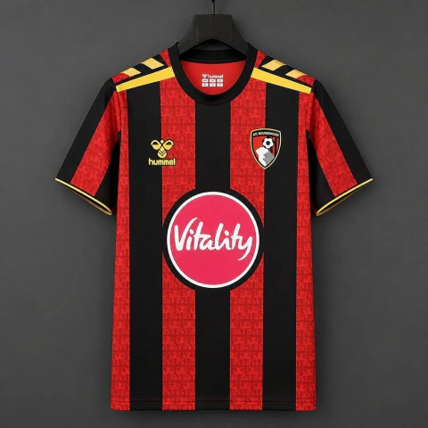 Camisa Bournemouth Home 26/27 - Torcedor Umbro Masculina - Vermelha e preta listrada