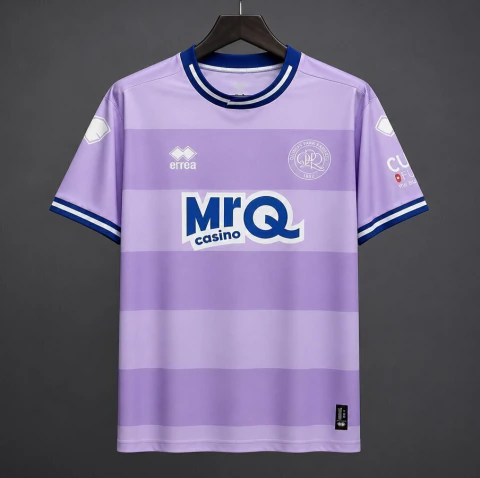 Camisa QPR Away 26/27 - Torcedor Errea Masculina - Roxa com detalhes em branco