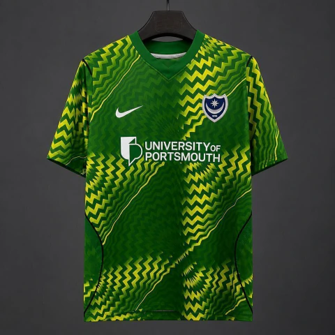 Camisa Portsmouth Goleiro 26/27 - Torcedor Nike Masculina - Verde com detalhes em amarelo
