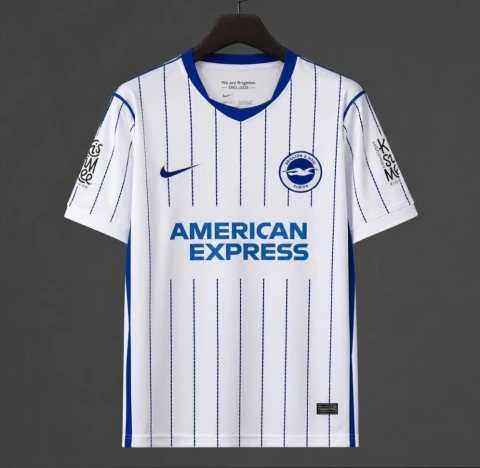 Camisa Brighton Away 26/27 - Torcedor Nike Masculina - Azul e branca listrada