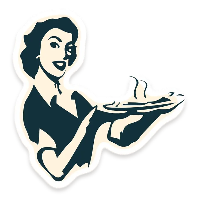 El personaje de Caserito sirviendo un plato