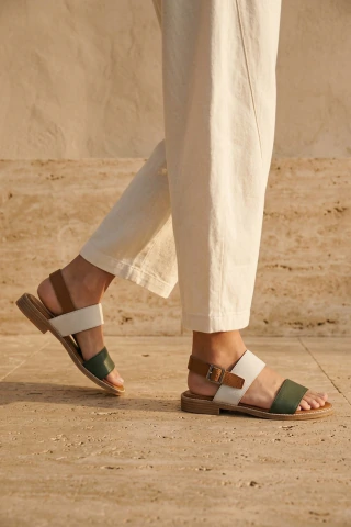 Sandalias Lisboa - Oliva, natural y suela