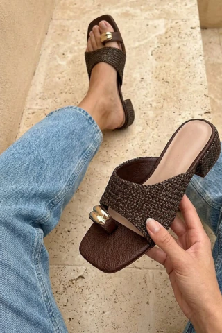 Sandalias Roma - Rafia chocolate