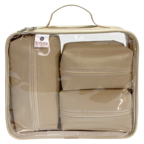 Maleta Necessaire Basic - 4 Peças - Bege