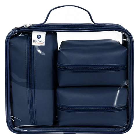 Maleta Necessaire Basic - 4 Peças -Azul Marinho