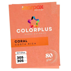 Papel Color Plus 80g 305x305mm Coral Costa Rica Marpax 50fls
