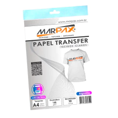Papel Transfer Jato Tinta A4 Tecido Claro 150g Marpax 10fls