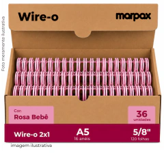 Wire-o Encadernação 2X1 A5 Rosa Bebê 5/8 para 120fls 36un
