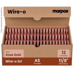 Wire-o para Encadernação 2X1 A5 Rose Gold 1 1/8 250fls 12un