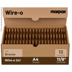 Wire-o para Encadernação 2X1 A4 Bronze 1 1/8 250fls 12un