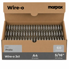 Wire-o para Encadernação 3X1 A4 Prata 5/16 para 50fls 60un
