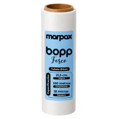 BOPP Fosco Laminação Bobina 21,5x100m 18mic tub 4cm Marpax