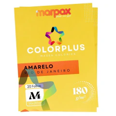 Papel Color Plus 180g A4 210x297mm Amarelo Marpax com 20fls