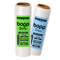 Kit 02un BOPP Brilho +Fosco 22cmx100m 18mic tub 4cm Marpax