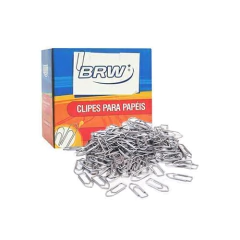 Clips de Papel Galvanizado Prata Nº 2.0 BRW Caixa com 100un