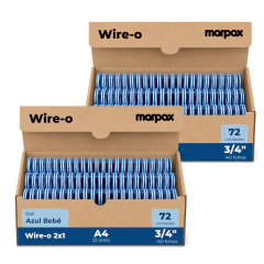Kit Wire-o Encadernação 2X1 A4 Azul Bebê 3/4 140fls 72un