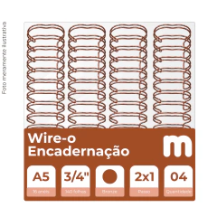 Wire-o para Encadernação 2X1 A5 Bronze 3/4 140fls com 04un