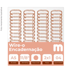 Wire-o para Encadernação 2X1 A5 Rose Gold 1 1/8 250fls 04un