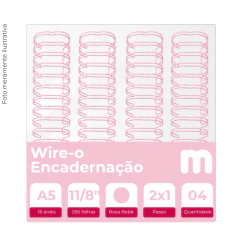 Wire-o para Encadernação 2X1 A5 Rosa Bebê 1 1/8 250fls 04un