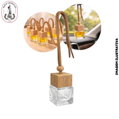Vidro Aromatizador Quadrado 5ml com Tampa Madeira p/Carro - (UN)