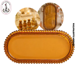 Bandeja em Ácrilico Oval Âmbar - (UN)